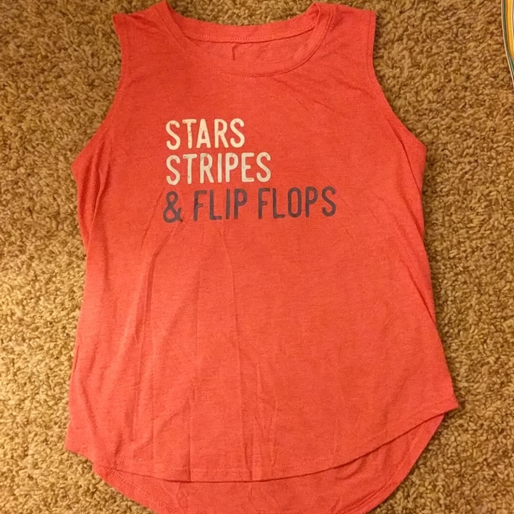 Reddish pink fourth of July tank top